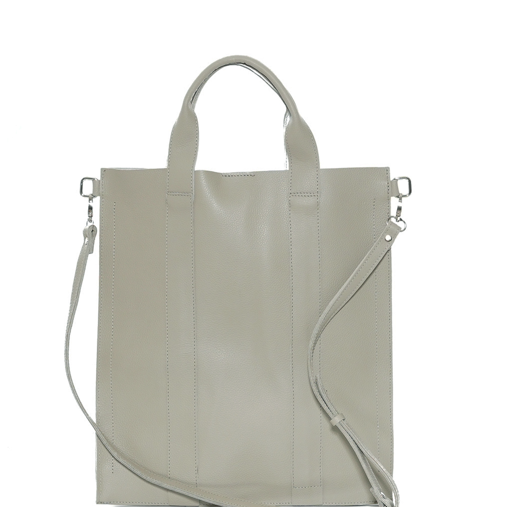 Елегантна чанта от естествена кожа модел Melanie lt grey